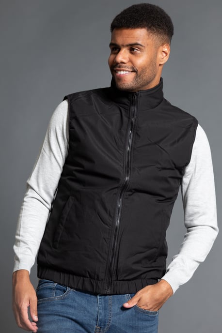 Black Funnel Neck Gilet With Light Padding Inside