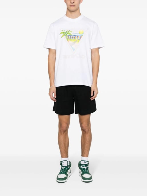 Casablanca Tennis Club Icon Printed T-Shirt in White - Image 3