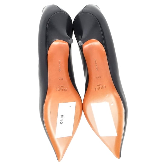 Celine V Neck Pointed Toe Pumps in Black Leather - Image 6