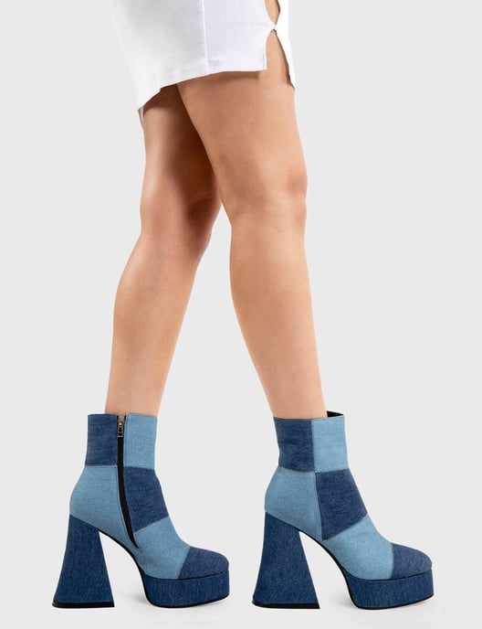 Lamoda Womens Break In Two Platform Ankle Boots, Denim