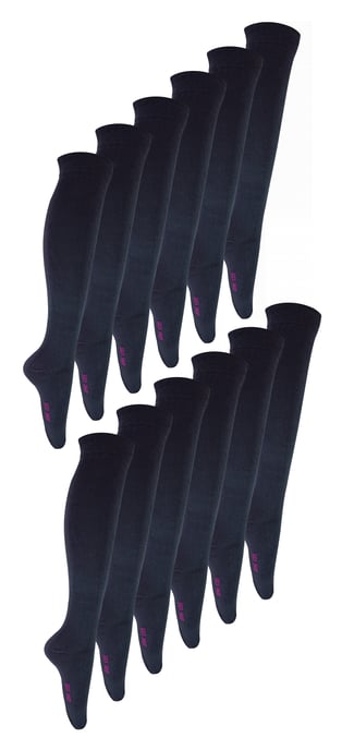 12 par multipack knähöga bambustrumpor för barn | Sock Snob | Mjuka och andningsbara flerfärgade långa skolstrumpor - mörkgrå - Image 1