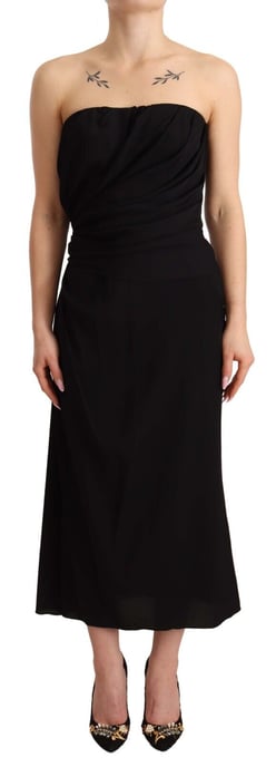 Dolce & Gabbana Kvinnors Svart Siden Off-Shoulder Midiklänning - Image 2