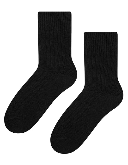 3 Pairs Mens Wool Dress Socks | Steven | Winter Lightweight Warm Boot Socks - Black - Image 2
