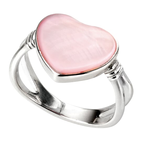 Elements Silver Womens 925 Sterling Silver Pink Mother of Pearl Heart Ring