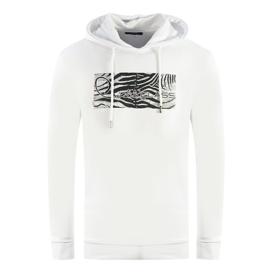 Cavalli Class Zebra Tryck Logotyp Vit Huvtröja - Image 1