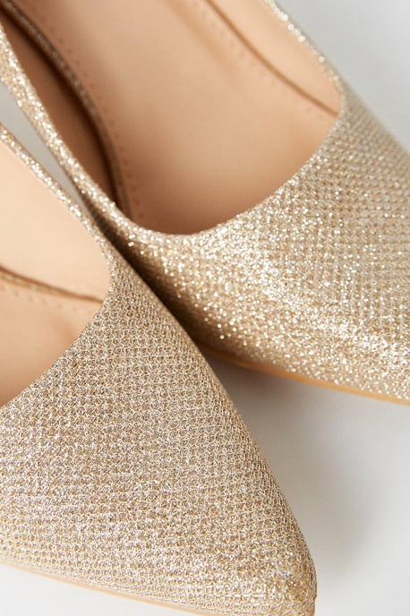 Wide Fit Dame High Stiletto Glitter Court Shoes