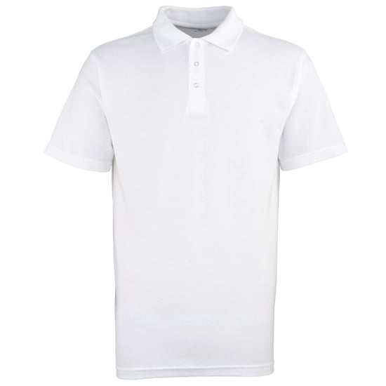Premier Mens Stud Heavyweight Plain Pique Polo Shirt (White)