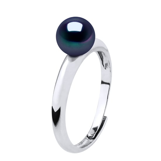 Rush Ring Adjustable Freshwater Pearl Round 6-7 mm Black 925