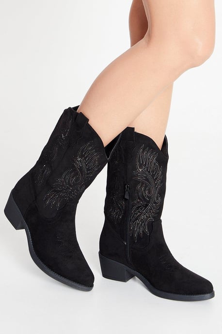 Kobi Stitch Detail Western Cowboy Calf Boots