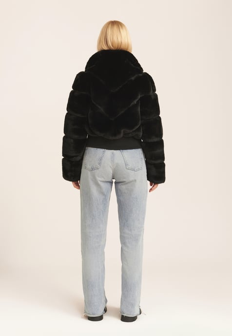 Faux Fur Zip Front Short Jacket