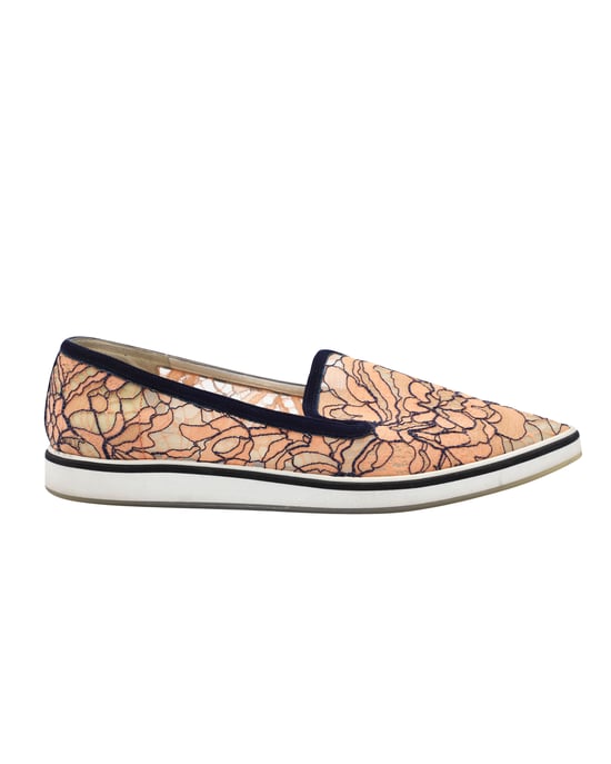 Nicholas Kirkwood Alona Lace Pointed Toe Loafers in Orange Nylon - Image 1