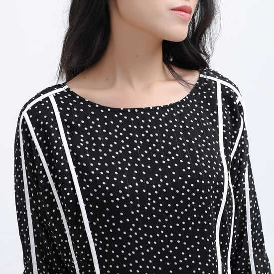 Polka Dots Chiffongblus med vit kant - Image 4