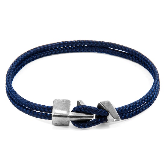 ANCHOR & CREW Navy Blue Brixham Silver and Rope Bracelet
