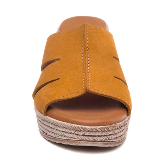 Confortable wedge sandal Purapiel in Mustard