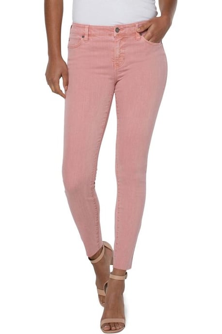Abby Ankle Skinny Cut Hem Rose Blush Jeans