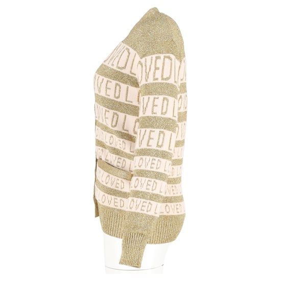 Gucci Loved Oversized Lurex Cardigan i Guldull - Image 5