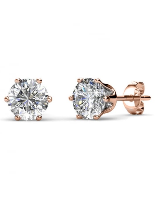 Birth Stone April Earrings - Rose Gold and Crystal - Image 1