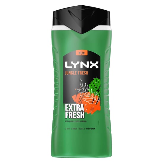 Lynx 3in1 Body, Face & Hair Wash Shower Gel Extra Fresh Jungle Fresh 500ml, 6pk