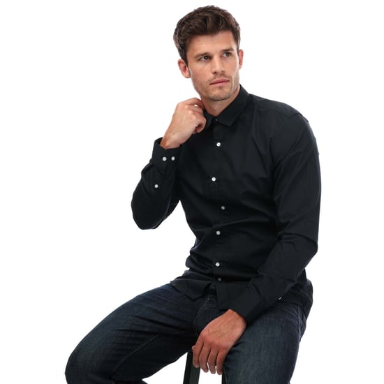 Men's Jack Jones Joe Long Sleeve Shirt in Navy - Image 4