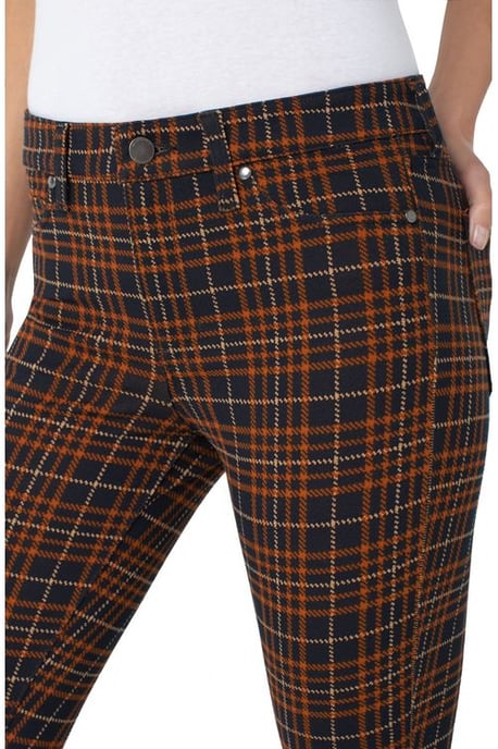 Madonna Skinny Deep Cinnamon Navy Glen Plaid Jeans