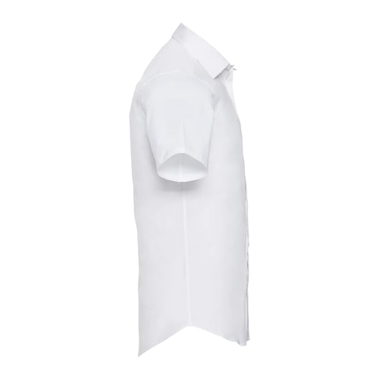 Russell Collection Mens Fitted Short-Sleeved Shirt (White) - Image 3