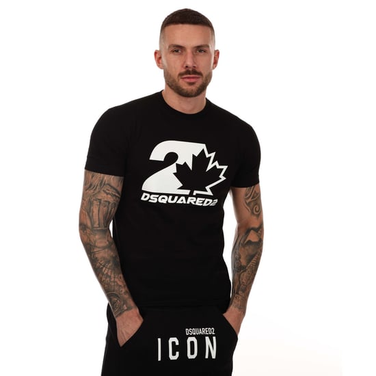Heren DSquared2 Maple Leaf Logo T-shirt in Zwart - Image 1