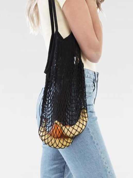 Cotton Net Bag in Black - Image 4