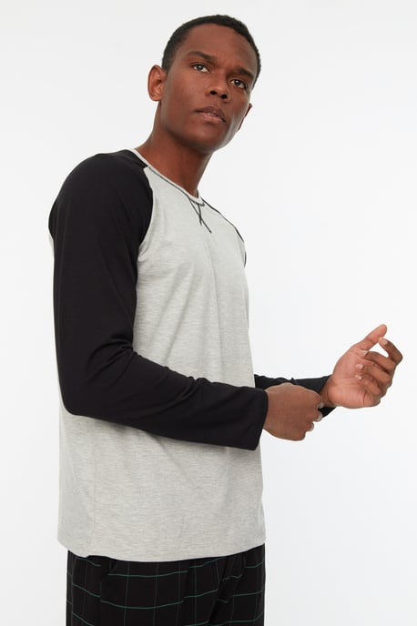 Trendyol Herrar Raglanärmad Crew neck Pyjamas Set - Image 3