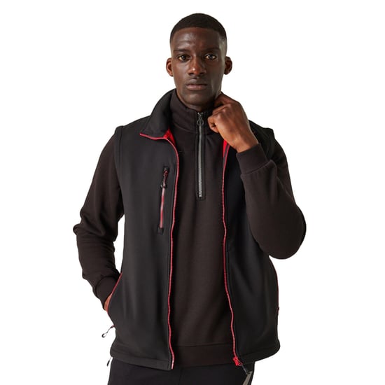 Regatta Mens Navigate Softshell 2 Layer Body Warmer (Black/Classic Red)