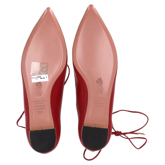 Aquazzura Christhy Lace-Up Ballet Flats in Red Leather - Image 6