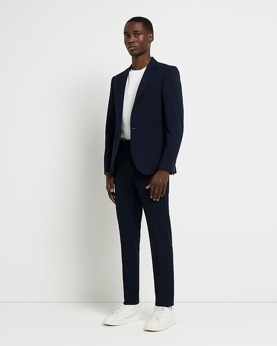 River Island Mens Suit Trousers Navy Super Skinny Fit