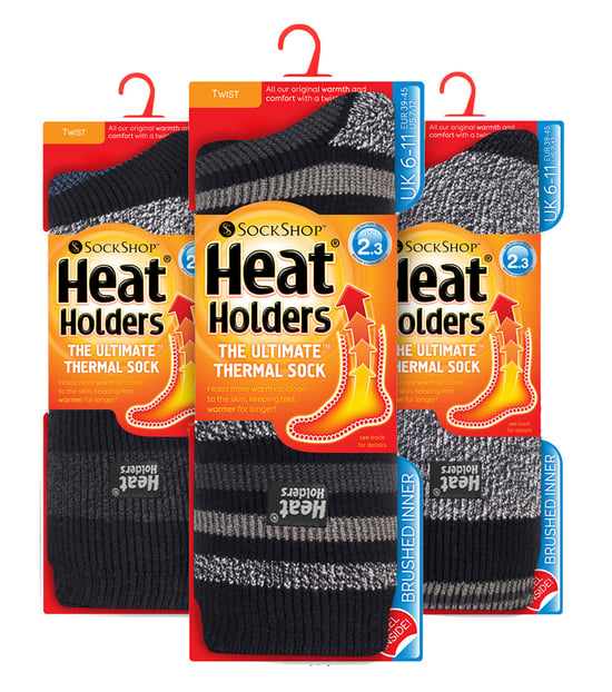 HEAT HOLDERS - 3 Pack Multipack Isolerade termosockor för herrar för vintern - Block Stripe - Image 2