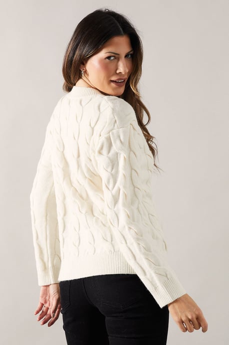 Chunky Cable Knit Crew Neck Jumper - Image 3