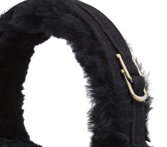 Womens Winter Super Soft Fluffy Black Ear Muffs Warm and Cozy Ear Warmers