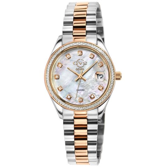 GV2 Women's Turin Swiss Diamond IPRG Stainless Steel Mother of Pearl Dial Watch