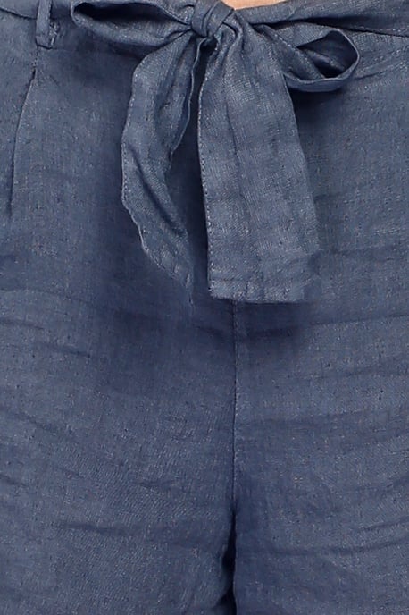 Pure linen shorts with belt