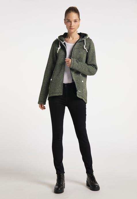 ICEBOUND Knitted fleece jacket women olive melange - Image 4