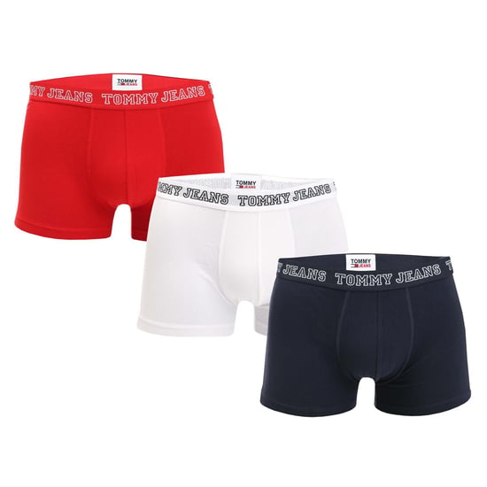Men's Tommy Hilfiger 3 Pack Logo Waistband Trunks in Black white red