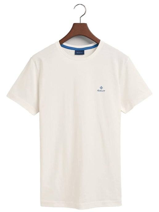 Gant | T-shirt med rund hals för män med kontrasterad logotyp - Vit - Image 6