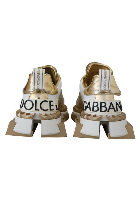 Dolce & Gabbana Women's White and gold Super Queen Leather Shoes