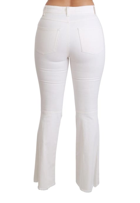 Dolce & Gabbana Women's White Heart Flared Stretch Cotton Pants - Image 5