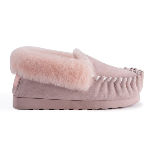Aus Wooli "Waterloo" Australia Hand Stitched Women's Sheepskin Moccasin, Pale Pink