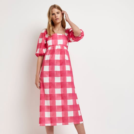 River Island Womens Midi Dress Pink Gingham