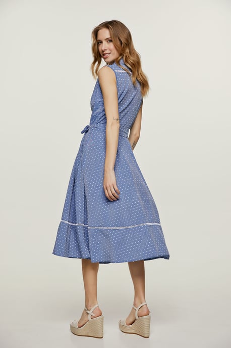 Indigo knoopdetails jurk - Image 3