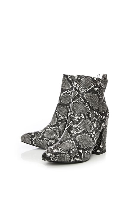 'Delfie' Monochrome Snake Print Ankle Boots