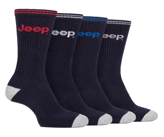 Mens Sport Crew Socks | Jeep | 4 Pack Cotton Running Socks with Reinforced Heel and Toe - Navy - Image 1