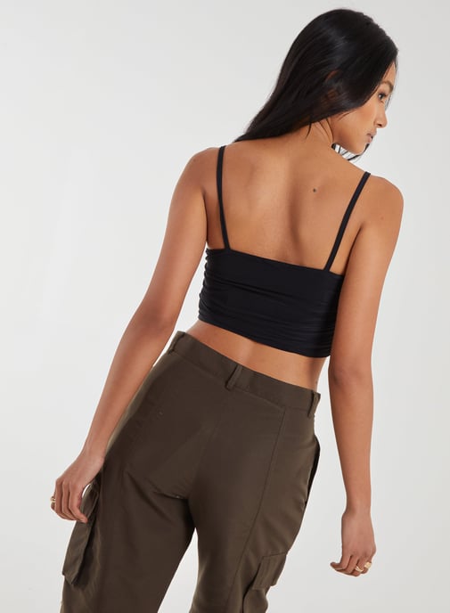 Ruched Strappy Crop Top