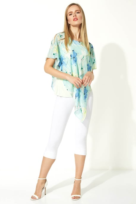 Floral Print Asymmetric Overlay Top