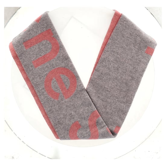 Acne Studios Logo Scarf in Pink and Grey Wool - Image 4