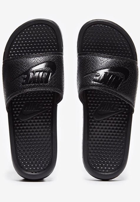 Nike Benassi Slip On Sliders in Black/Black - Image 1
